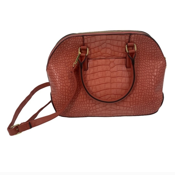London Fog Caroline Croco Satchel Purse in Salmon Rose - Picture 3 of 12